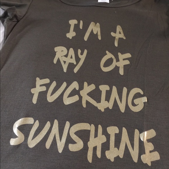 Ray of F* Sunshine tee Tunic length Olive green LAST FINAL PRICE SALE - Picture 2 of 4